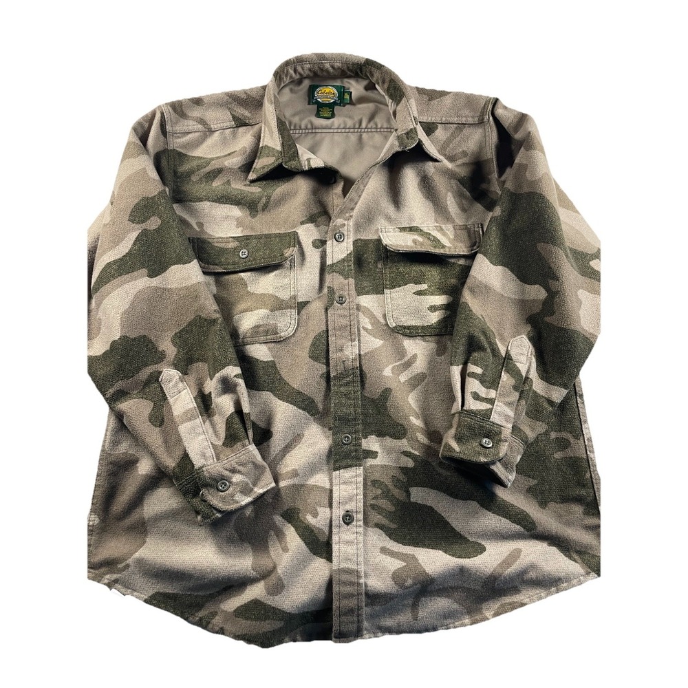 Cabela's  Heavy Western Hunting Shirt Mens XL Camo Print Button Up